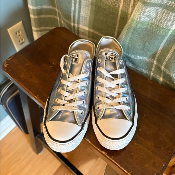 Converse holographic all star lows Silver Sneakers size 8 - Picture 2 of 9